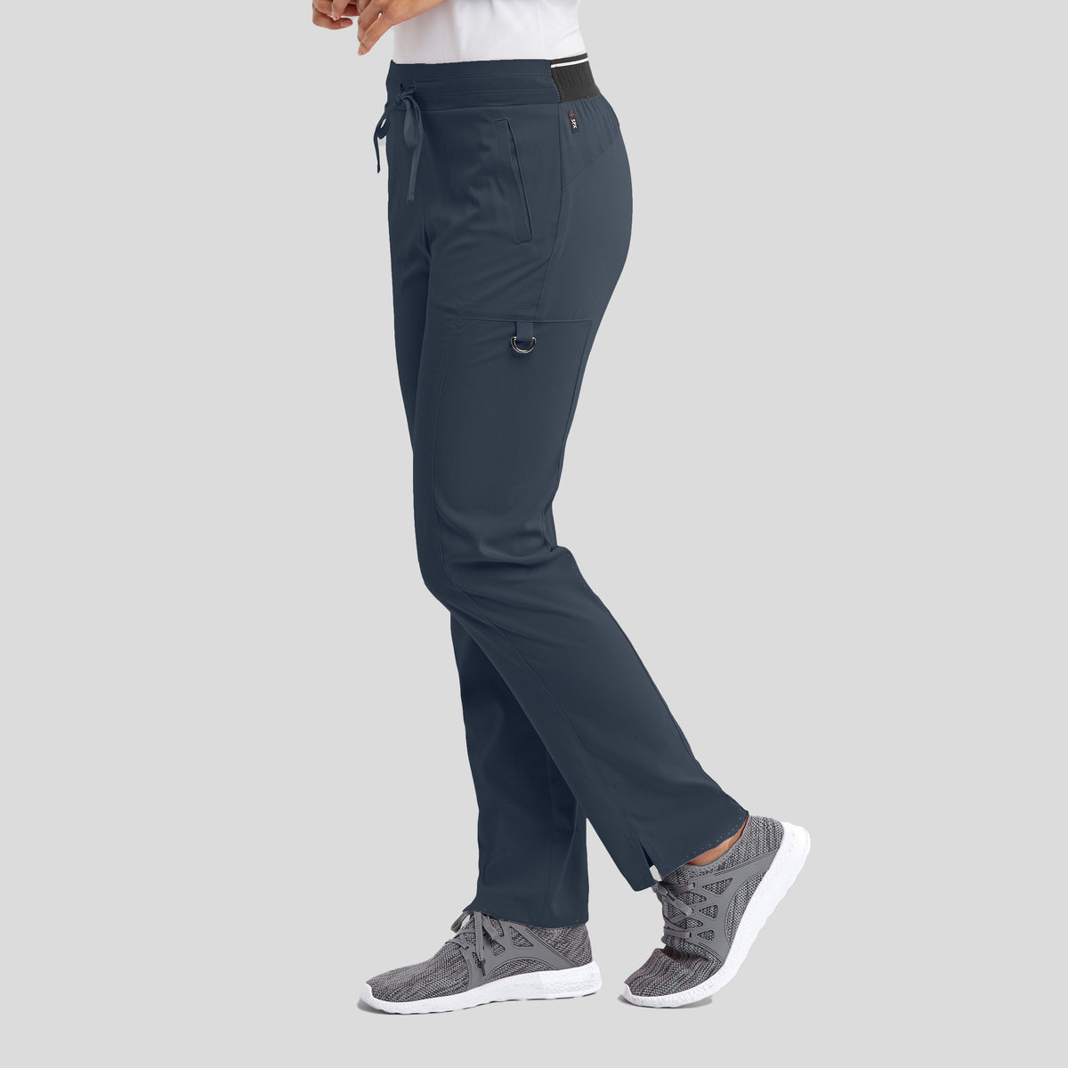 Kim 3-Pocket Mid-Rise Straight Leg Scrub Pant | Steel