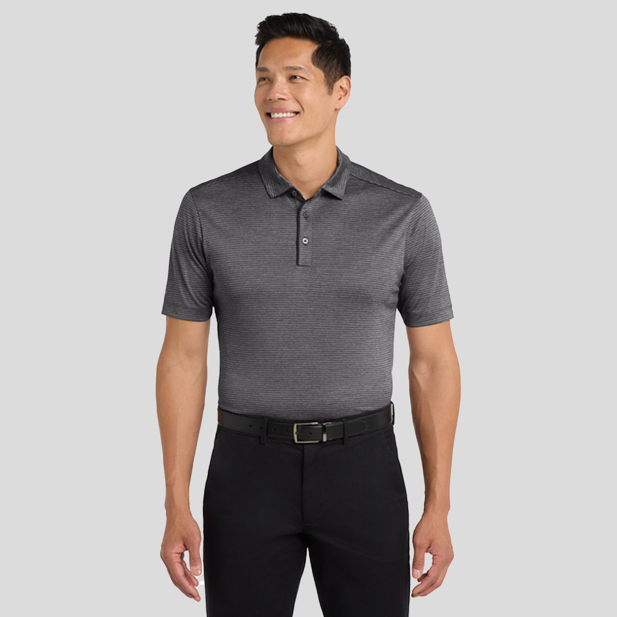 Shadow Stripe Polo | Deep Black