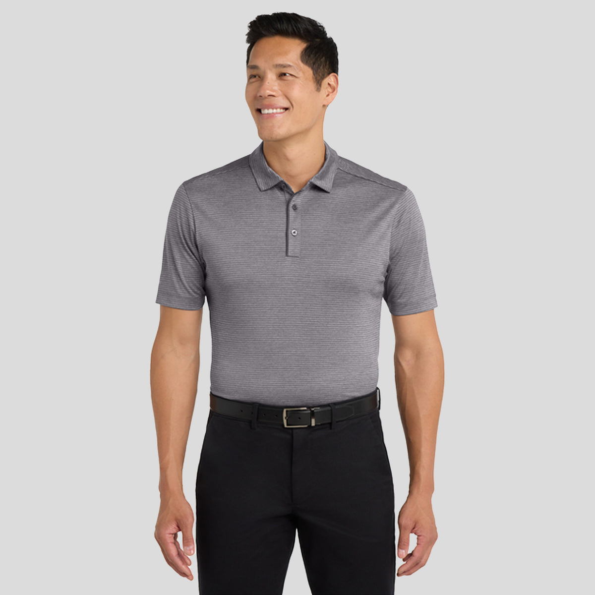 Shadow Stripe Polo | Shadow Grey