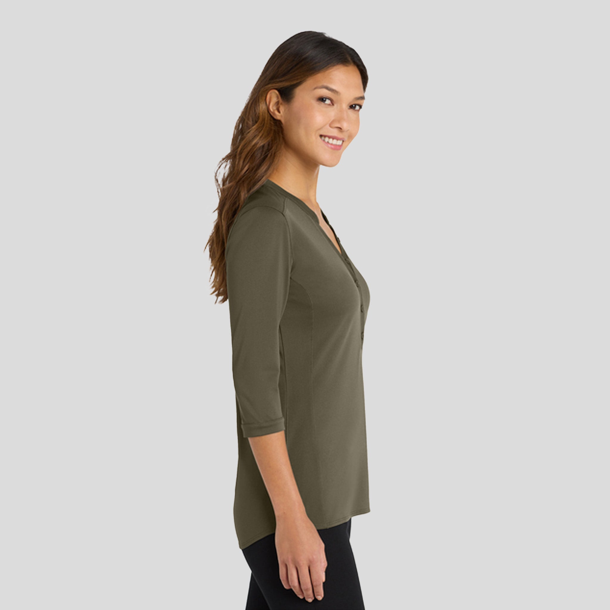 Women's UV Choice Pique Henley | Deep Olive