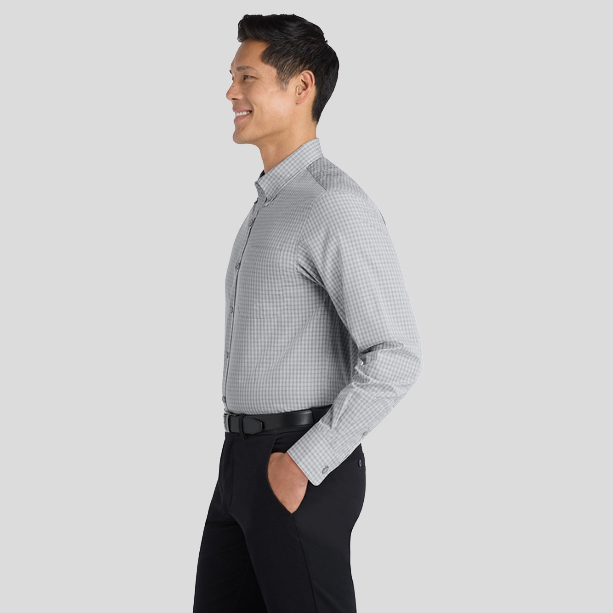 Plaid Pattern Easy Care Shirt | Charcoal