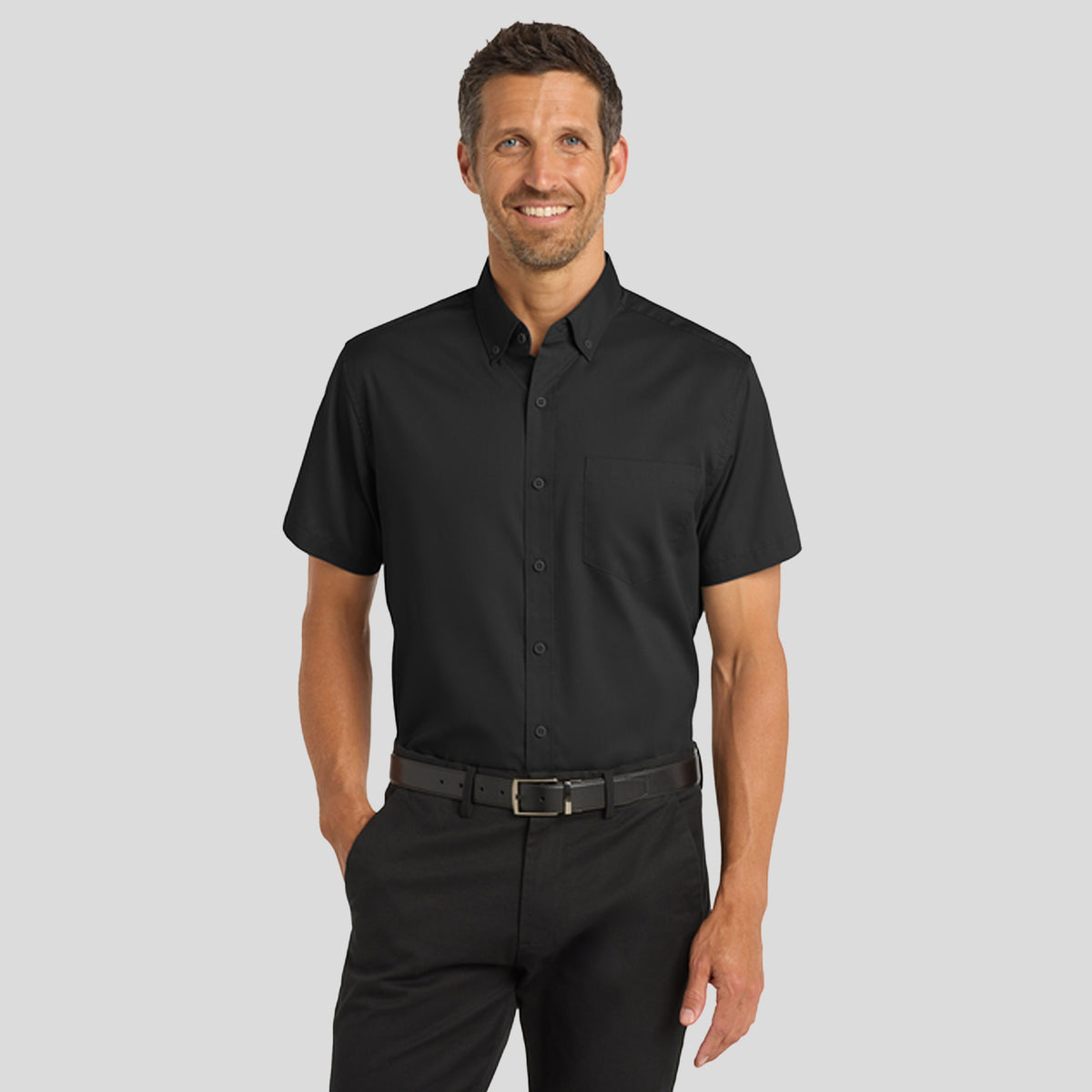 Men's Short Sleeve SuperProβ’ Twill Shirt | Black