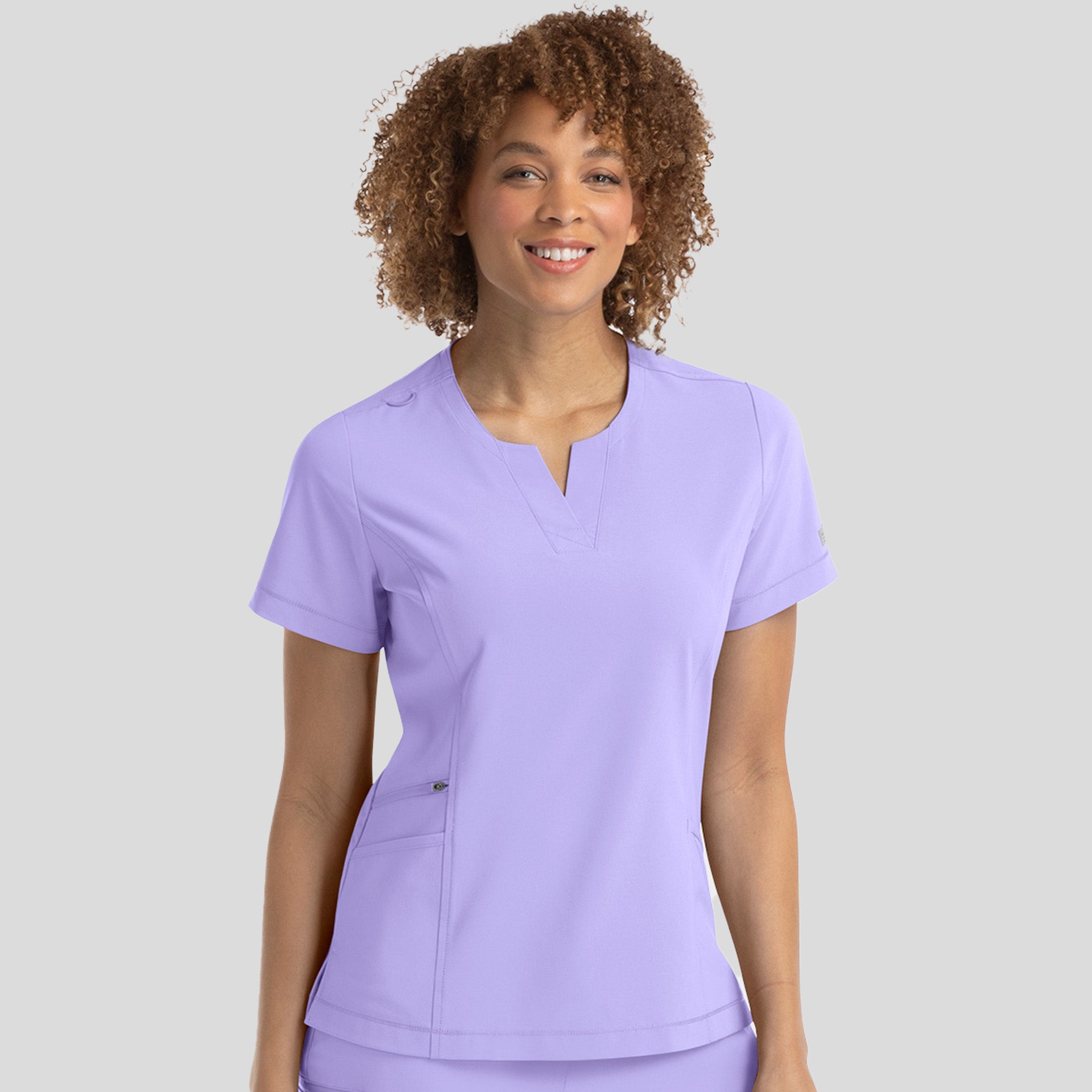 Notched Crew Neck Top | Lilac