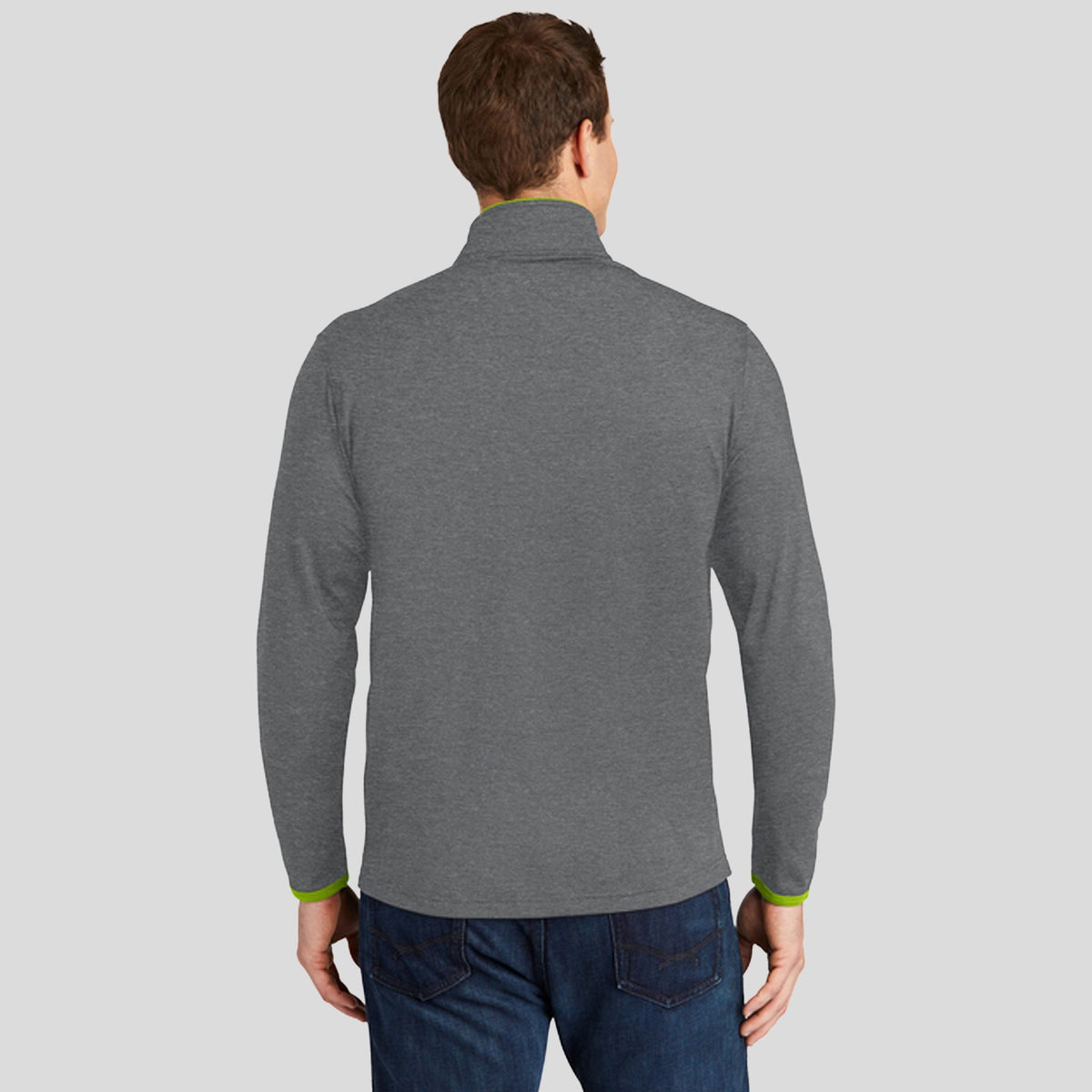 Sport-Wick® Stretch Contrast Full-Zip Jacket | Charcoal Grey Heather/Charge Green