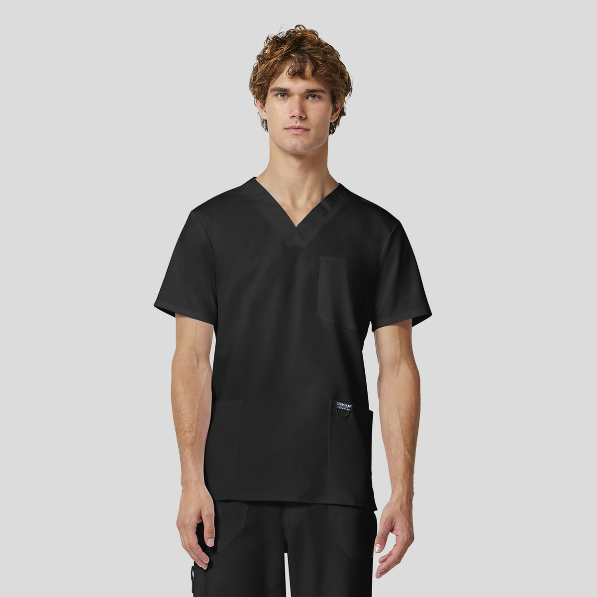 Men's Utility 3-Pocket V-Neck Scrub Top | Black