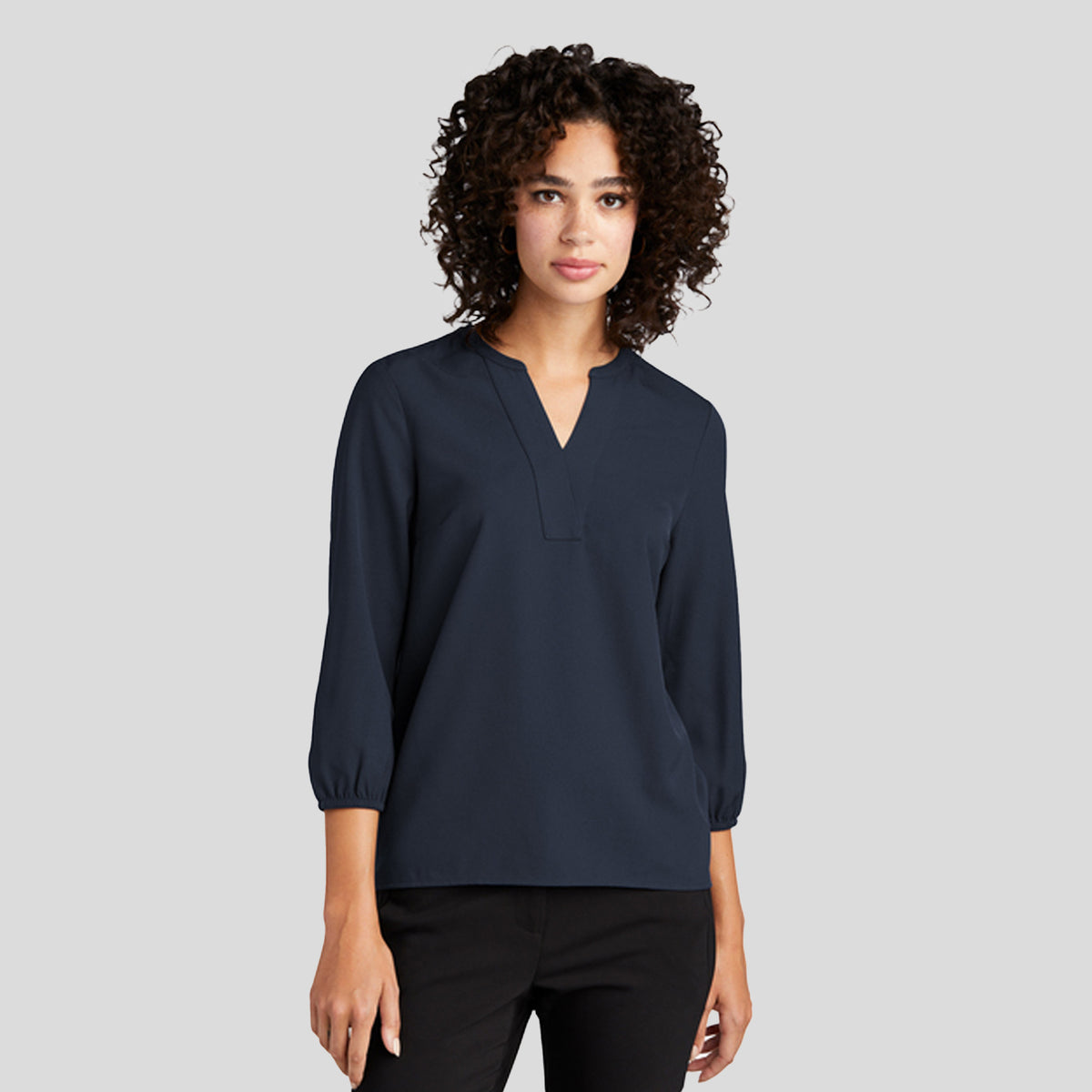 Women's Stretch Crepe 3/4-Sleeve Blouse | Night Navy