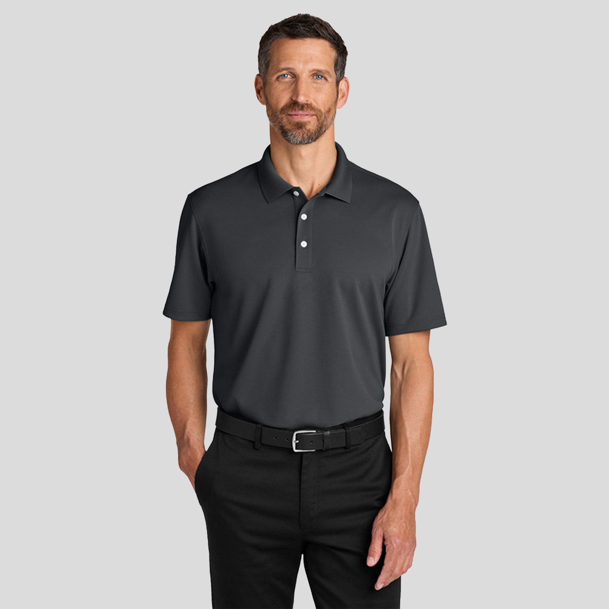 Men's Dry Zone® Stain-Release Grid Polo | Seal Grey