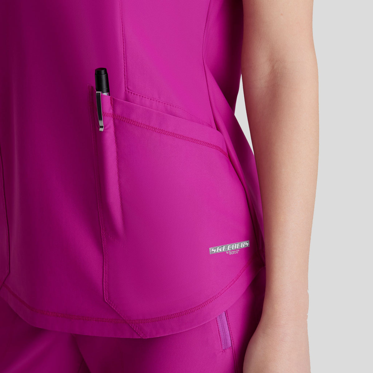 Serene 3-Pocket V-Neck Top | Deep Magenta